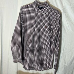 Ralph Lauren Plaid Long Sleeve Button Up Shirt Madras Flesh Pony MENS MEDIUM